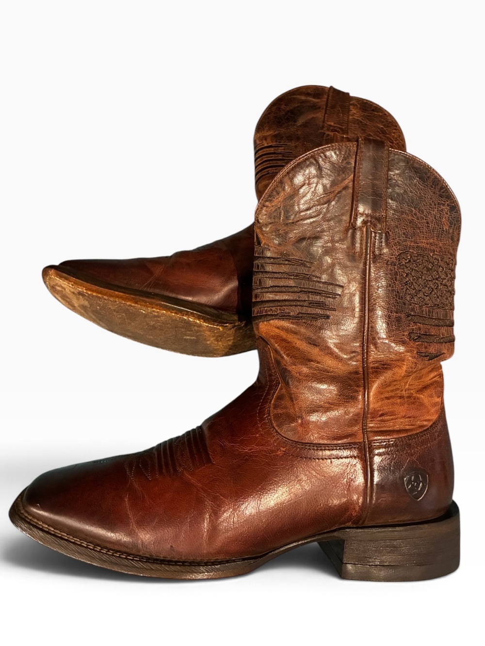 Ariat Men's Circuit Patriot USA Flag Weathered Tan Western Cowboy Boots